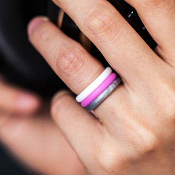 7pcs/lot Flexible Silicone Ring 2.7mm Hypoallergenic Sports Food Grade Environmental Rubber Finger Rings for Women Wedding Band
