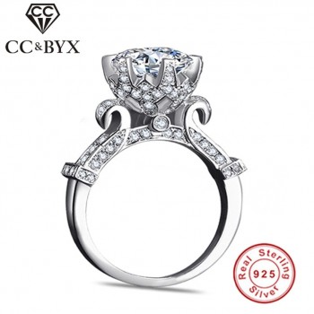 CC Sterling Silver Charms 925 Rings For Women Unique White Gold Color Bridal Wedding Jewelry Engagement Ringen Anel Bijoux Femme