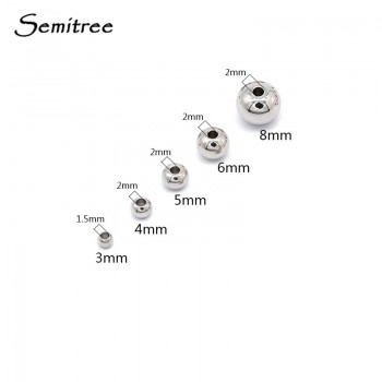 Semitree 3mm 4mm 6mm 8mm Stainless Steel Rose Gold Black Spacer Beads Charm Loose Beads DIY Bracelets Beads for Jewelry Making