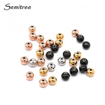 Semitree 3mm 4mm 6mm 8mm Stainless Steel Rose Gold Black Spacer Beads Charm Loose Beads DIY Bracelets Beads for Jewelry Making