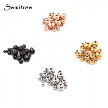 Semitree 3mm 4mm 6mm 8mm Stainless Steel Rose Gold Black Spacer Beads Charm Loose Beads DIY Bracelets Beads for Jewelry Making