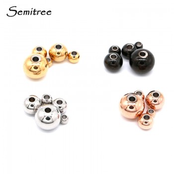 Semitree 3mm 4mm 6mm 8mm Stainless Steel Rose Gold Black Spacer Beads Charm Loose Beads DIY Bracelets Beads for Jewelry Making