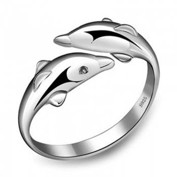New Simple Style Silver-color Ring for Women Vintage Jewelry Fashion Dolphin Rings Bijoux Bague for Wedding Free Shipping