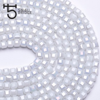 6mm Austria White Glass Cube Square Beads For Diy Bracelet Making Jewelry Loose Faceted Spacer Crystal Bead Wholesale Z904