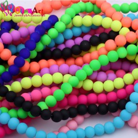 OlingArt Rubber Glass Beads High quality 100PCS 6mm Candy Color Neon Matte Loose Beads Handmade jewelry making bracelet DIY