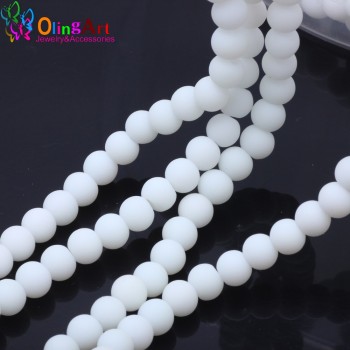 OlingArt Rubber Glass Beads High quality 100PCS 6mm Candy Color Neon Matte Loose Beads Handmade jewelry making bracelet DIY