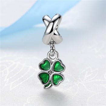 New Silver Plated Charm Bead Enamel Apple Lucky Clover Dress Pendant Charms Fit Pandora Bracelets Necklaces Women DIY Jewelry