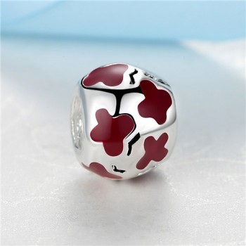 New Silver Plated Charm Bead Enamel Apple Lucky Clover Dress Pendant Charms Fit Pandora Bracelets Necklaces Women DIY Jewelry