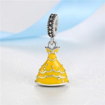 New Silver Plated Charm Bead Enamel Apple Lucky Clover Dress Pendant Charms Fit Pandora Bracelets Necklaces Women DIY Jewelry