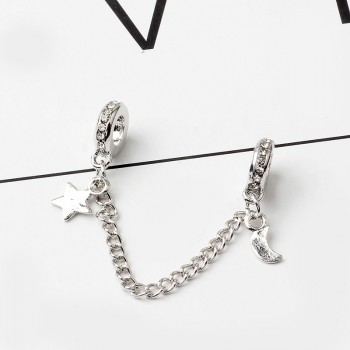 Silver Plated Safety Chain Charm Bead Flower Snowflake Stopper Alloy Charms Fit Pandora Bracelets amp; Bangles Women Jewelry Gifts