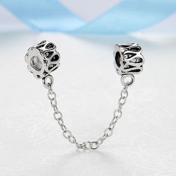 Silver Plated Safety Chain Charm Bead Flower Snowflake Stopper Alloy Charms Fit Pandora Bracelets amp; Bangles Women Jewelry Gifts