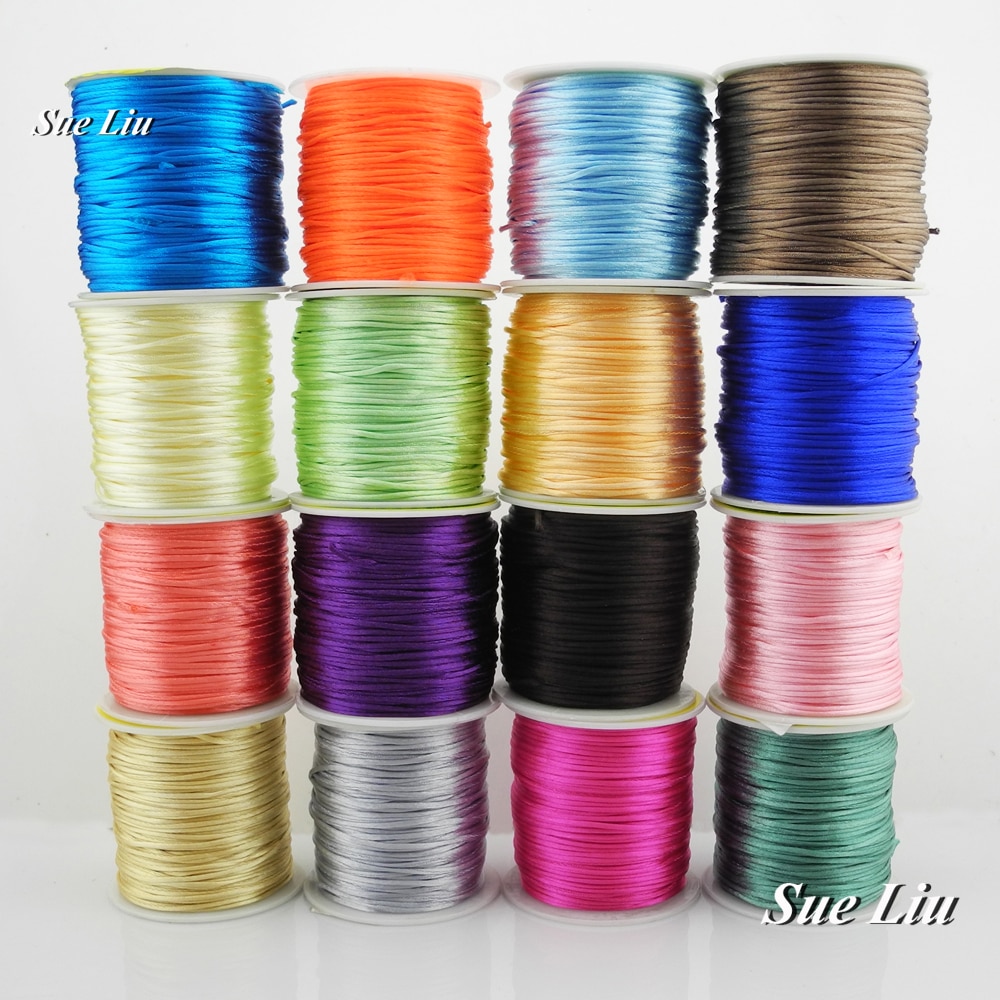 1mm 48-Color Rattail Satin Cord Chinese Knot Beading Cord For Baby Silicone Teething Bead Necklace: Nylon 80yd Spool NCN7S
