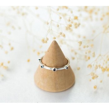 Real. 925 Sterling Silver Jewelry black agate Rounds Thin Ring (So Thin ) Openable Adjustable charms GTLJ1190