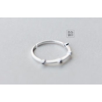 Real. 925 Sterling Silver Jewelry black agate Rounds Thin Ring (So Thin ) Openable Adjustable charms GTLJ1190