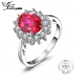 JewelryPalace Princess Diana William Engagement Wedding Created Red Ruby Ring Set Pure Solid Genuine 925 Sterling Silver Jewelry