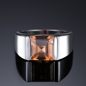 Jewelrypalace Mens Square 2.2ct Genuine Smoky Quartz Wedding Ring 925 Sterling Silver Wedding Ring For Men Fashion Accessories