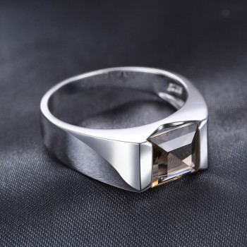 Jewelrypalace Mens Square 2.2ct Genuine Smoky Quartz Wedding Ring 925 Sterling Silver Wedding Ring For Men Fashion Accessories