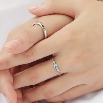 OMHXZJ Wholesale European Fashion Woman Man Party Wedding Gift Silver Lovers Moonstone Resizable 925 Sterling Silver Ring RR242