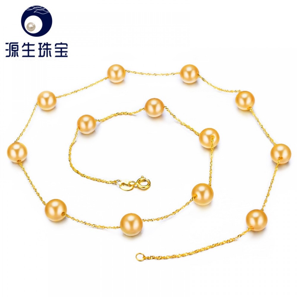 YS 18K Solid Gold Real Japanese Akoya 6-6.5mm Pearl 45cm Chain Necklace Anniversary Fine Jewelry