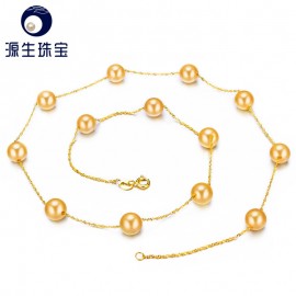 YS 18K Solid Gold Real Japanese Akoya 6-6.5mm Pearl 45cm Chain Necklace Anniversary Fine Jewelry