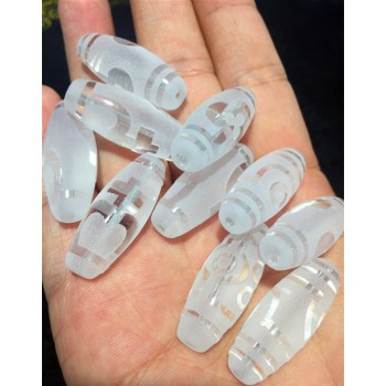 30mm*12mm Pure Natural White Crystal Stone Tibetan Bodhi 1/2/3/5/6/7/8/12/13/15/21 eyes Stone Dzi beads DYI Jewelry best offer
