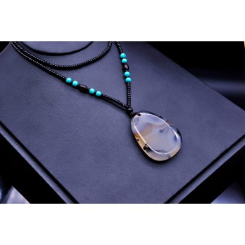 Yumten Ocean Chalcedony Pendant DIY Kolye Bayan Collane Donna Jewelery Costume Necklace Women Reiki Fashion Elegant Popular