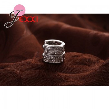 Jemmin Newest Style 925 Sterling Sliver Exquisite Women/Girls Stud Earrings Silver Fashion Jewelry Shiny White Crystal Hot Sale
