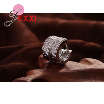 Jemmin Newest Style 925 Sterling Sliver Exquisite Women/Girls Stud Earrings Silver Fashion Jewelry Shiny White Crystal Hot Sale