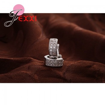 Jemmin Newest Style 925 Sterling Sliver Exquisite Women/Girls Stud Earrings Silver Fashion Jewelry Shiny White Crystal Hot Sale