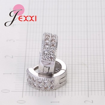 Jemmin Newest Style 925 Sterling Sliver Exquisite Women/Girls Stud Earrings Silver Fashion Jewelry Shiny White Crystal Hot Sale
