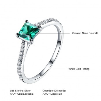 UMCHO Solid 925 Sterling Silver Jewelry Created Nano Russian Emerald Rings Romantic Wedding Band Gift For Women Fine Jewelry