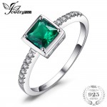JewelryPalace Square 0.5ct Created Emerald Solitaire Ring 925 Sterling Silver Solitaire Engagement Ring Gift