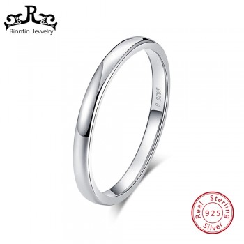 Rinntin Real 925 Sterling Silver Women Rings Pefect Polished Round Style Female Wedding Band Engagement Ring Fine Jewelry TSR74
