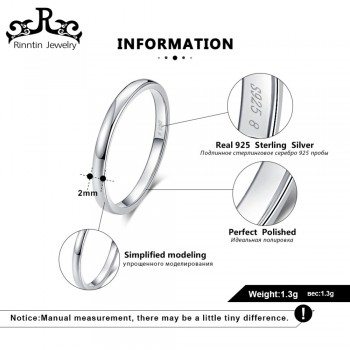 Rinntin Real 925 Sterling Silver Women Rings Pefect Polished Round Style Female Wedding Band Engagement Ring Fine Jewelry TSR74