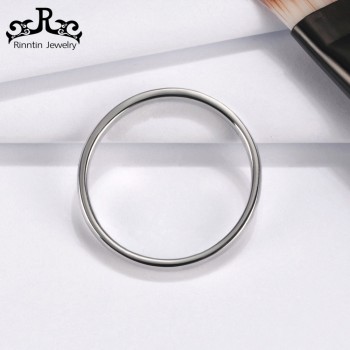 Rinntin Real 925 Sterling Silver Women Rings Pefect Polished Round Style Female Wedding Band Engagement Ring Fine Jewelry TSR74