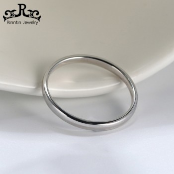 Rinntin Real 925 Sterling Silver Women Rings Pefect Polished Round Style Female Wedding Band Engagement Ring Fine Jewelry TSR74