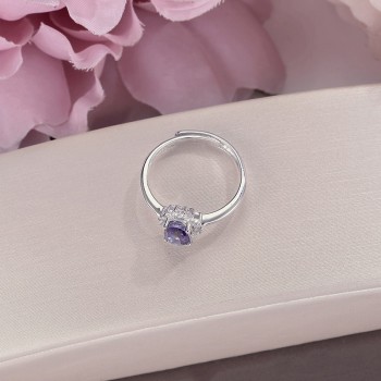 Natural Gemstone Rings For Women Fine Jewelry 100% S925 Silver 7*5mm Tanzanite Blue Oval White Gold Color Ring Bague R-TA002