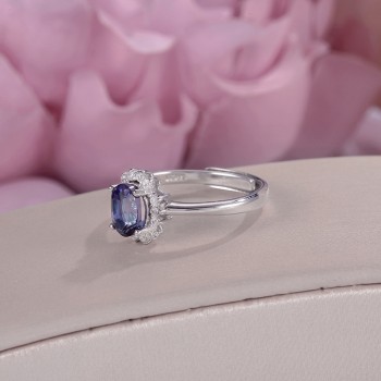 Natural Gemstone Rings For Women Fine Jewelry 100% S925 Silver 7*5mm Tanzanite Blue Oval White Gold Color Ring Bague R-TA002
