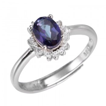 Natural Gemstone Rings For Women Fine Jewelry 100% S925 Silver 7*5mm Tanzanite Blue Oval White Gold Color Ring Bague R-TA002