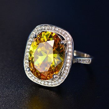 Vintage Luxury Rings For Women S925 Sterling Silver Jewelry Temperament Oval Topaz Stone Lovers Wedding Ring Anillos Mujer