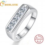BONLAVIE Simple style 925 Sterling Silver Ring Fine Jewelry 3*3 mm Natural Gemstone Mens Ring Best Gift For Husband With Box