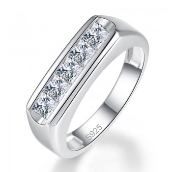BONLAVIE Simple style 925 Sterling Silver Ring Fine Jewelry 3*3 mm Natural Gemstone Mens Ring Best Gift For Husband With Box