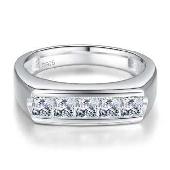 BONLAVIE Simple style 925 Sterling Silver Ring Fine Jewelry 3*3 mm Natural Gemstone Mens Ring Best Gift For Husband With Box