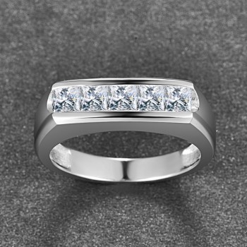 BONLAVIE Simple style 925 Sterling Silver Ring Fine Jewelry 3*3 mm Natural Gemstone Mens Ring Best Gift For Husband With Box