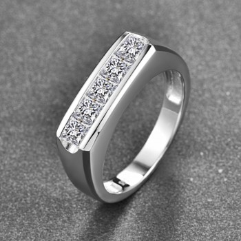 BONLAVIE Simple style 925 Sterling Silver Ring Fine Jewelry 3*3 mm Natural Gemstone Mens Ring Best Gift For Husband With Box