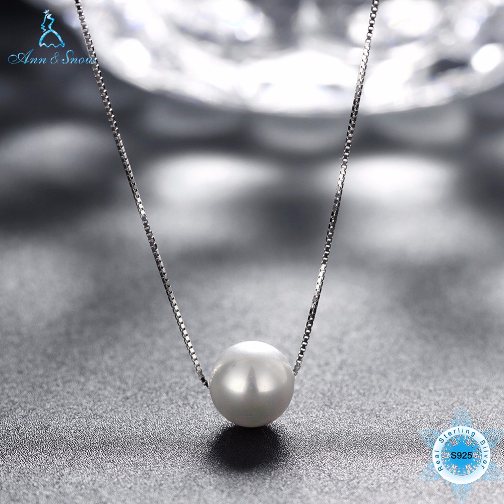 Ann amp; Snow Simple Ladies Jewelry 925 Sterling Silver Necklace White Shell Pearl Pendant Necklaces Fashion Gift Accessories