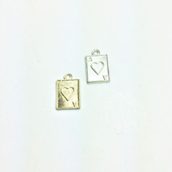 Eruifa 20pcs10mm Pretty Mini Poker ACE of Heart Zinc alloy Jewelry DIY Charms Pendant Necklace,Eearrings  2 Colors