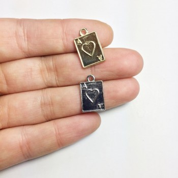Eruifa 20pcs10mm Pretty Mini Poker ACE of Heart Zinc alloy Jewelry DIY Charms Pendant Necklace,Eearrings  2 Colors
