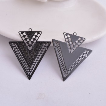 50pcs AB3335 Silver Big Triangle Charm Earrings Findings Geometric Colorful Pendants Connectors Diy Jewelry Earrings Red Color
