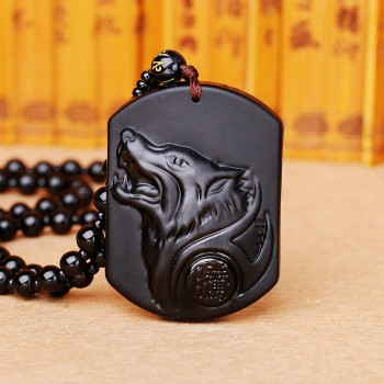 Black crystal necklace Necklace Natural Stone Pendant Buddha Guardian Ball Chain Lucky Gift Crystal Carved Women Jewelry Men 3A